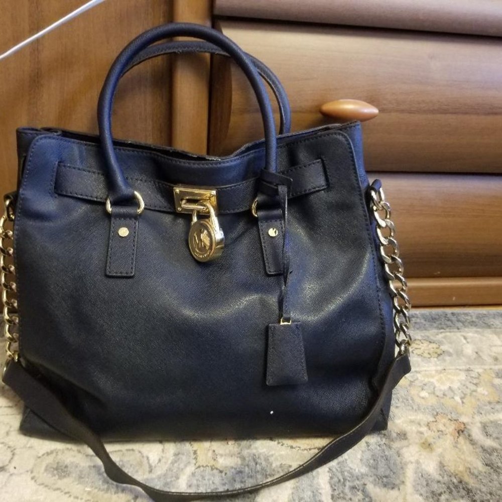 LARGE MICHAEL KORS HAMILTON 100% SAFFIANO LEATHER TOTE MK AUTHENTIC !
